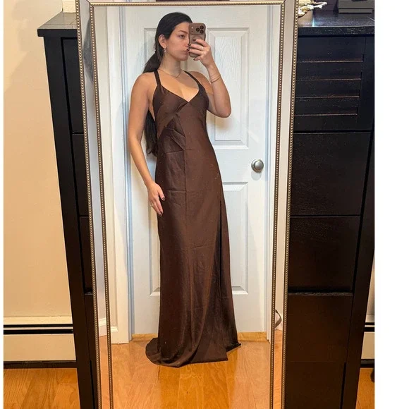 Show Me Your MuMu Anderson Maxi Dress Brown size Small - Picture 6 of 9